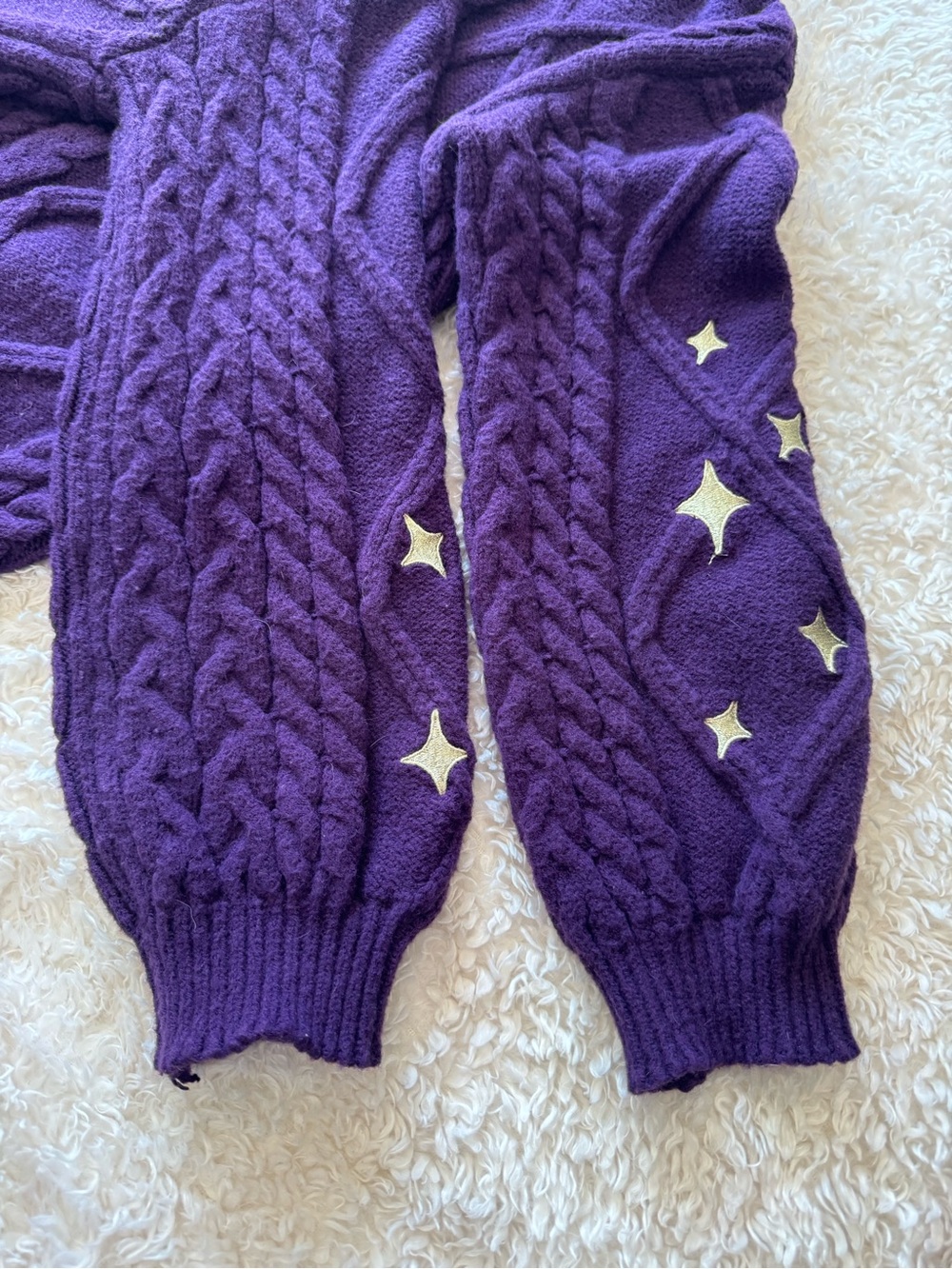 Speak Now Taylor Swift Purple Cable-Knit Star V-Neck Button Cardigan XL/XXL FLAW - Picture 7 of 9